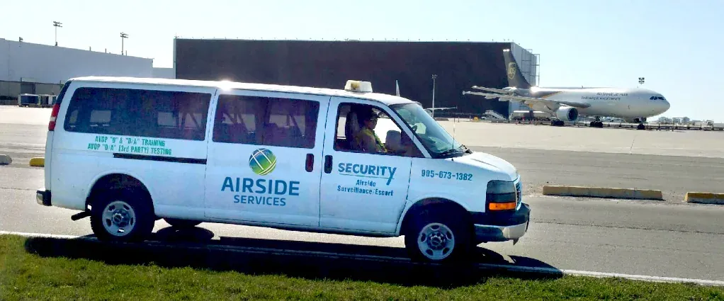 Airside escort vehicle at Toronto Pearson International Airport